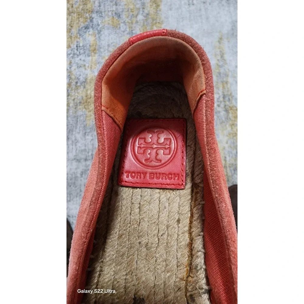 Tory Burch Women's Sidney Red Canyon Suede Espadrille Size 5